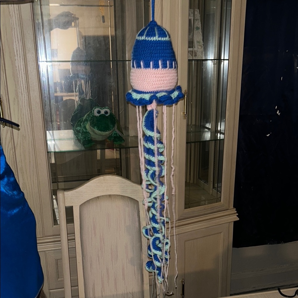 Blue and Pink Knitted Jellyfish Decor